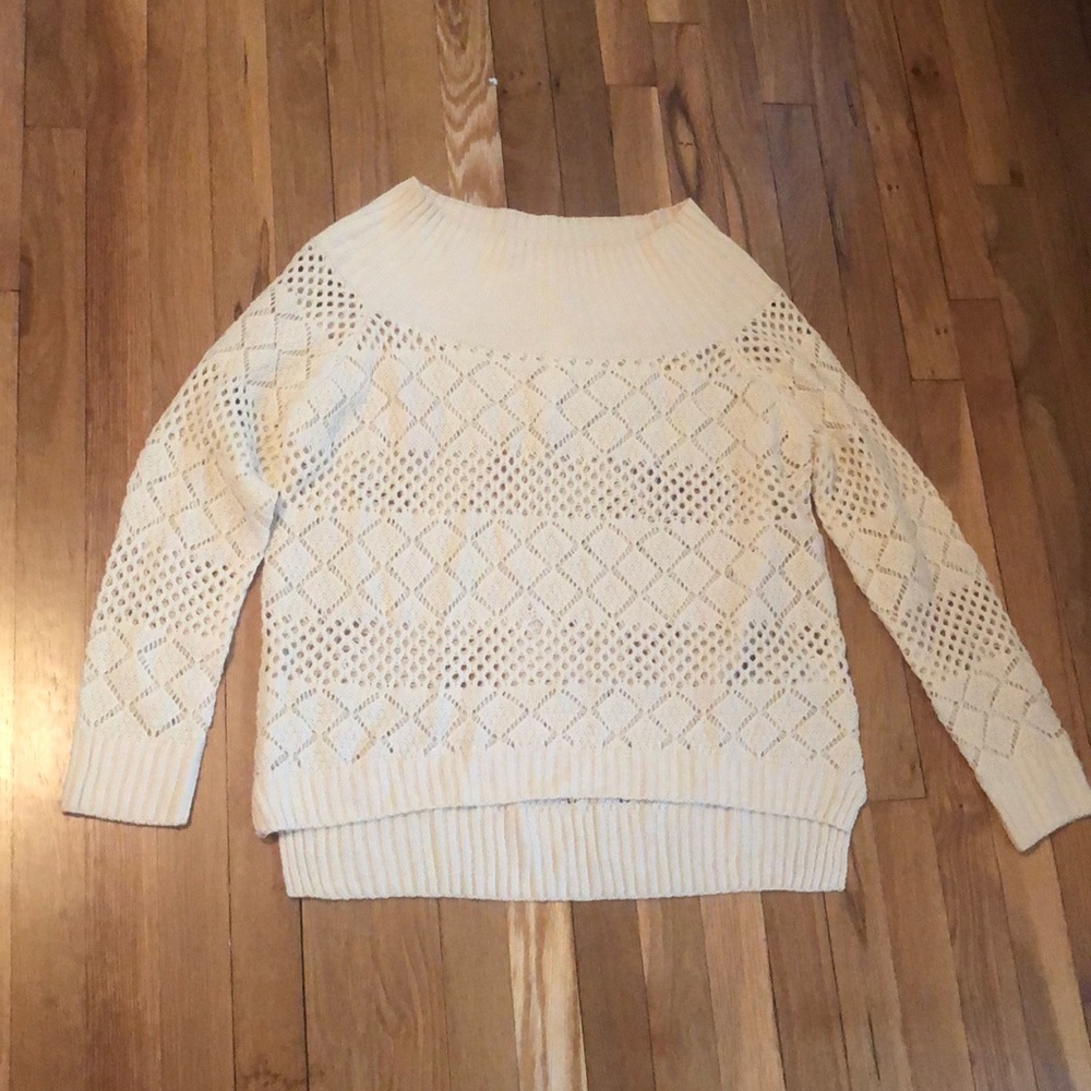 NWT tan holey off the shoulder sweater